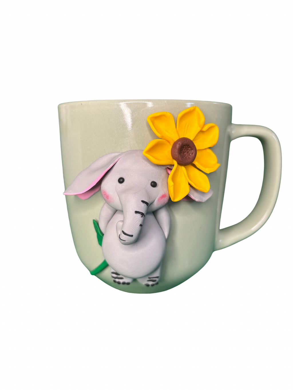 Handmade Elephant Mug with Sunflower