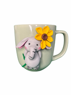 Handmade Elephant Mug with Sunflower