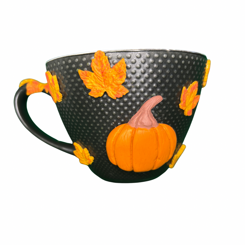 Halloween Pumpkin Mug – Handcrafted Polymer Clay Design