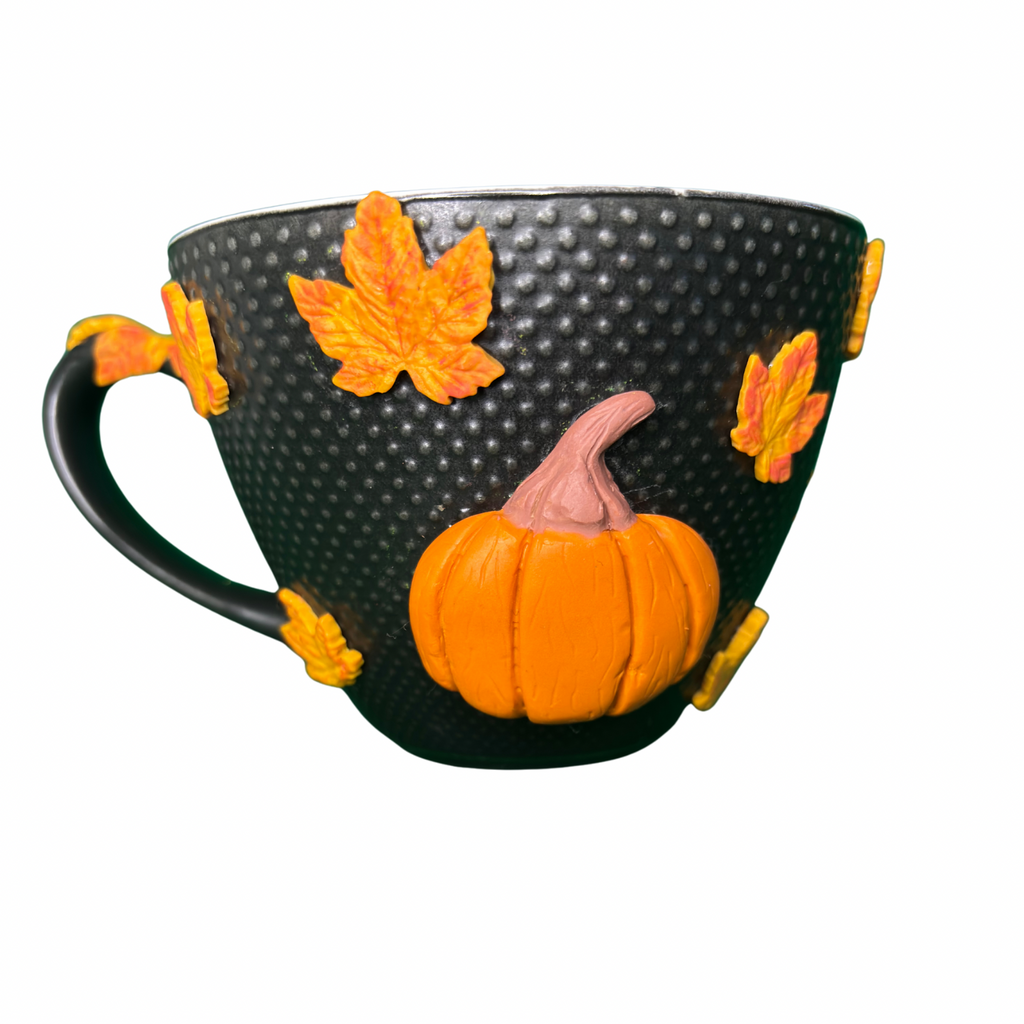 Halloween Pumpkin Mug – Handcrafted Polymer Clay Design