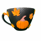 Halloween Pumpkin Mug – Handcrafted Polymer Clay Design