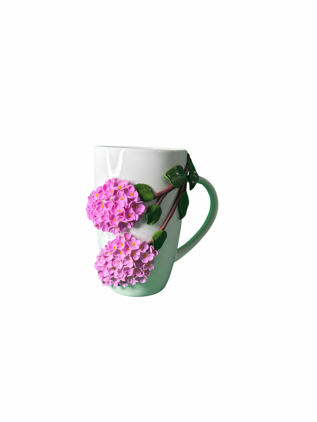Handmade Polymer Clay Coffee Mug – Lilac Design