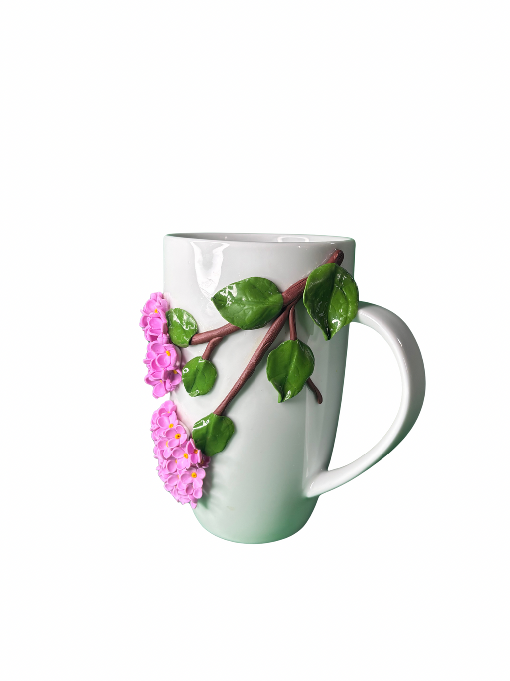 Handmade Polymer Clay Coffee Mug – Lilac Design