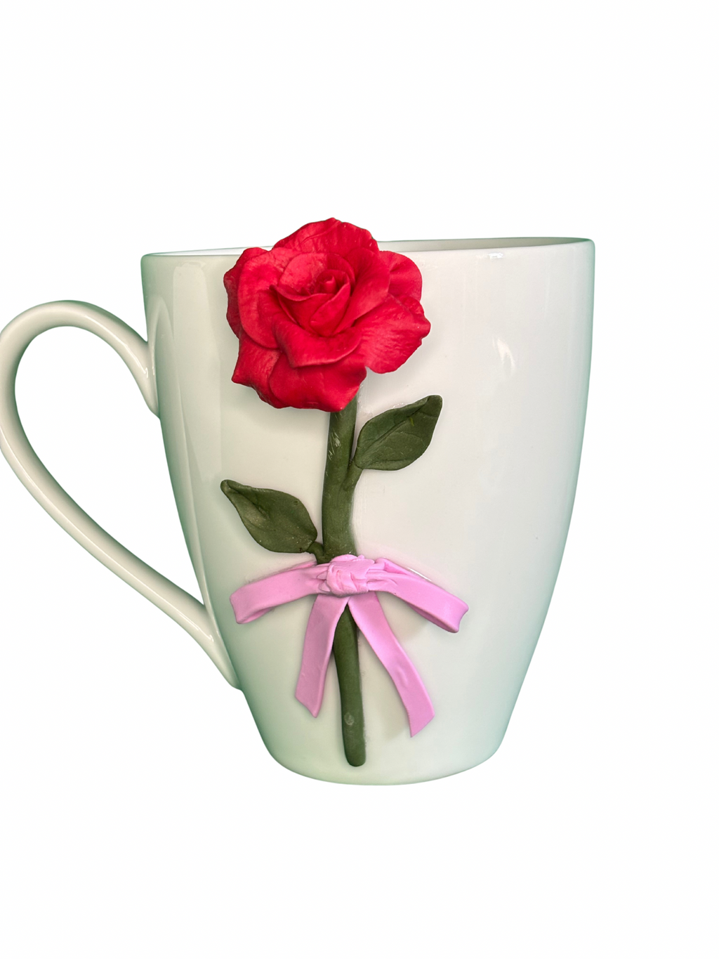 Handmade Rose Ceramic Mug – Unique Polymer Clay Design