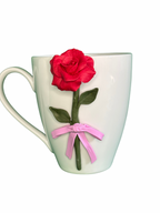 Handmade Rose Ceramic Mug – Unique Polymer Clay Design