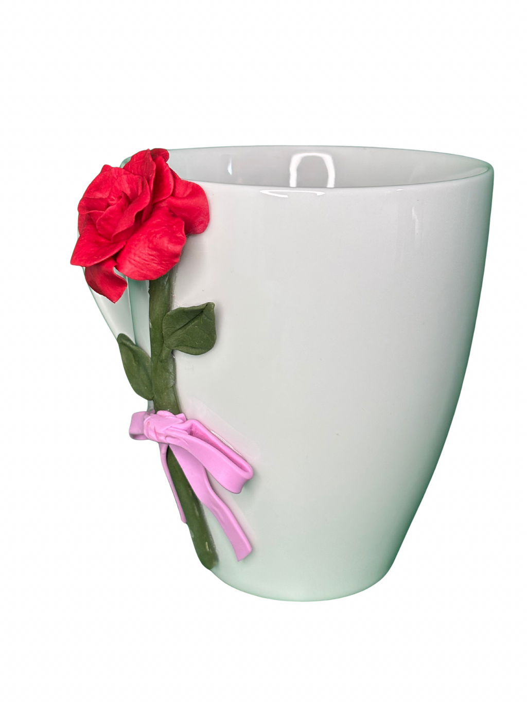 Handmade Rose Ceramic Mug – Unique Polymer Clay Design