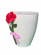 Handmade Rose Ceramic Mug – Unique Polymer Clay Design