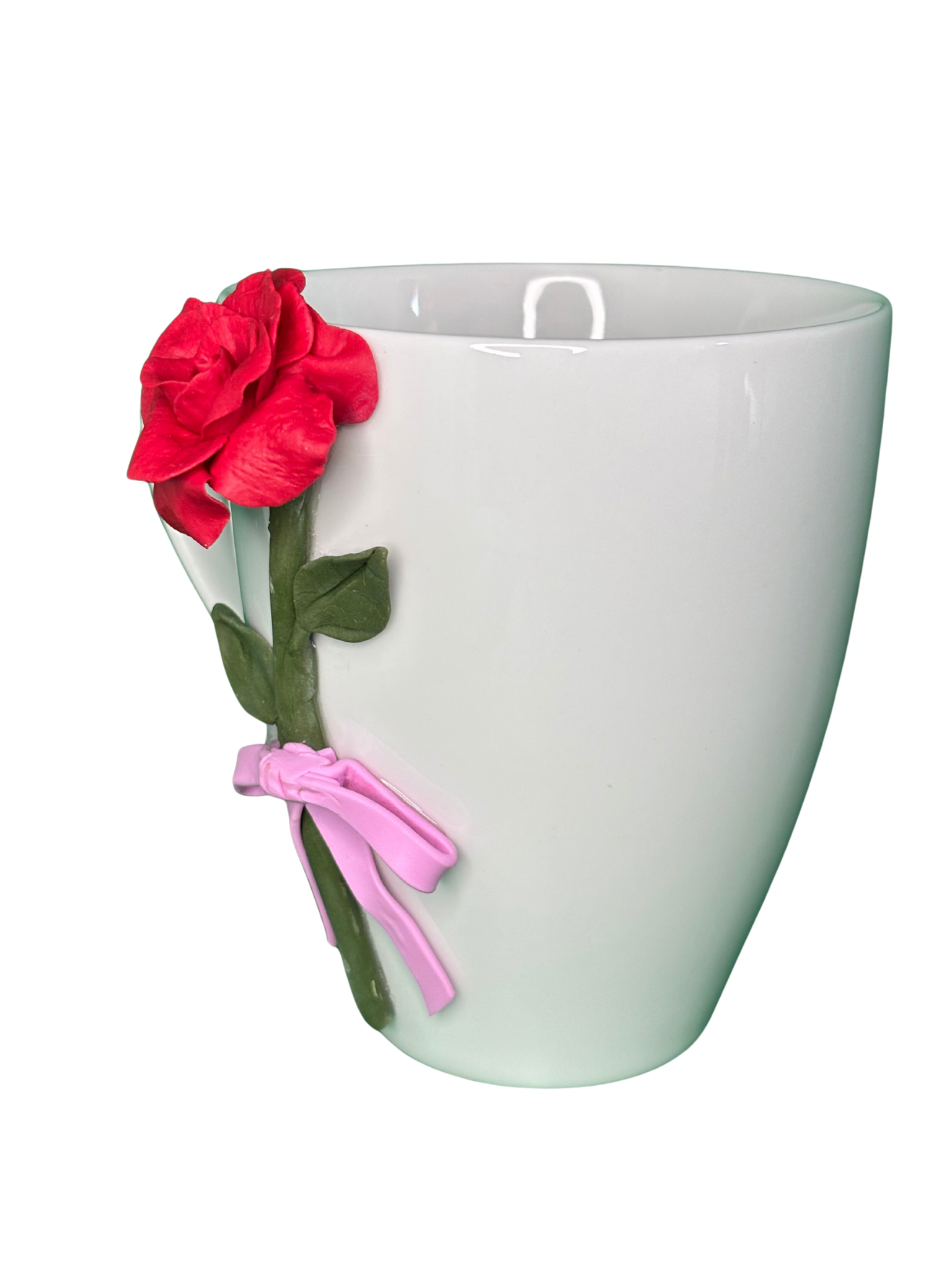 Handmade Rose Ceramic Mug – Unique Polymer Clay Design