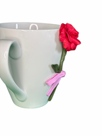 Handmade Rose Ceramic Mug – Unique Polymer Clay Design
