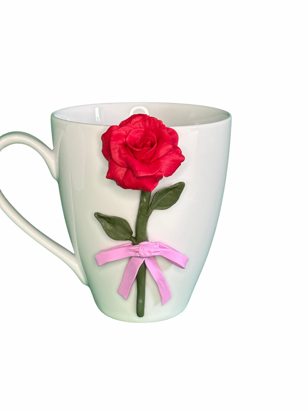 Handmade Rose Ceramic Mug – Unique Polymer Clay Design
