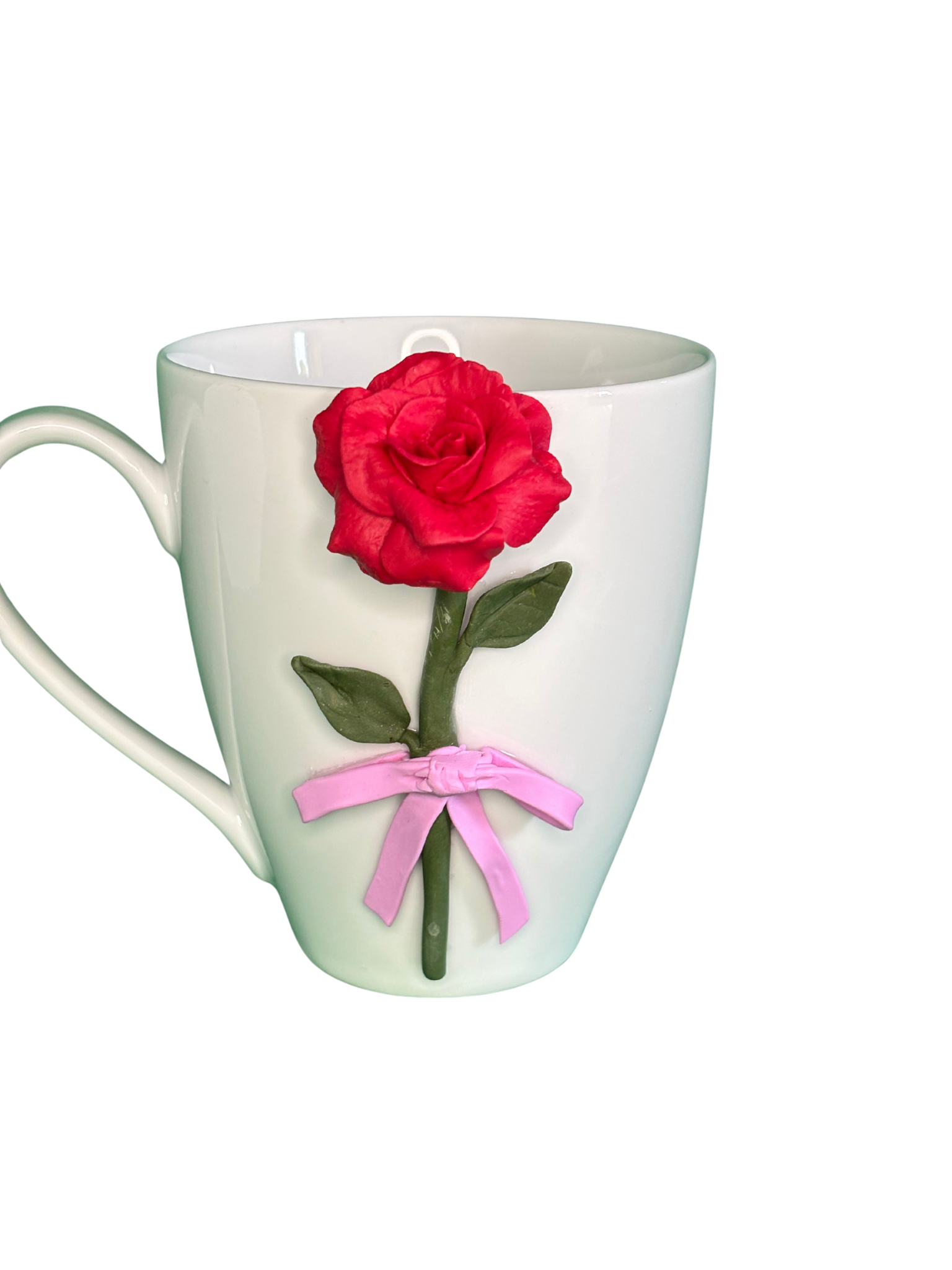 Handmade Rose Ceramic Mug – Unique Polymer Clay Design